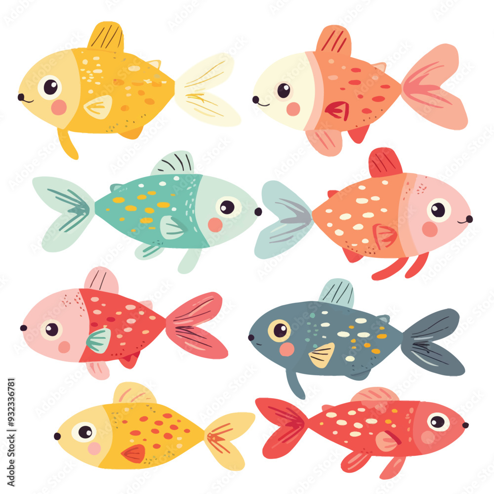 Vector Fish Market simple and mini Vector Fish Market simple and mini