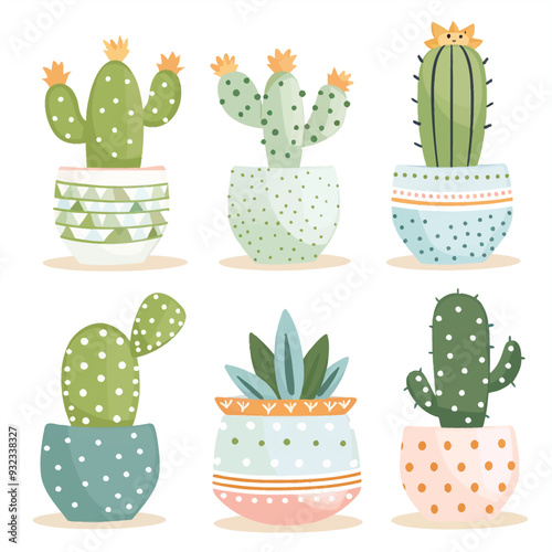 Vector Cactus in vase simple and m