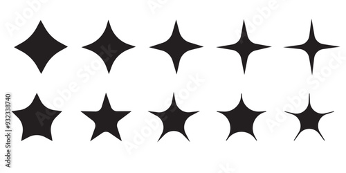 Sparkle Star Icon Set - Vector Stock Illustration. Different forms of stars, constellations, galaxies