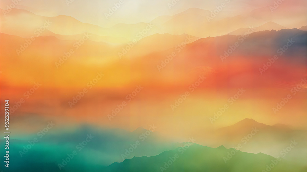 Obraz premium Abstract gradient background with watercolor effects in yellow, soft orange, and green hues