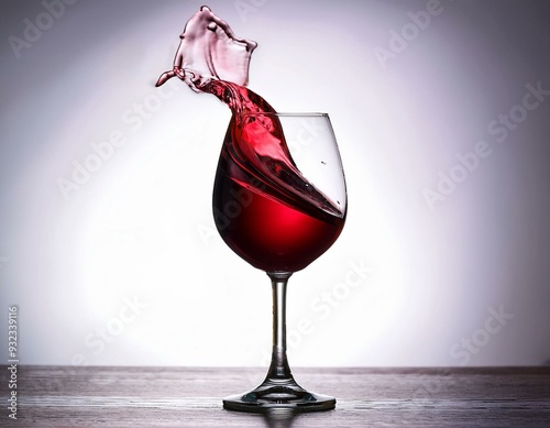 A dynamic splash of red wine in mid-air, forming abstract shapes before settling into a glass