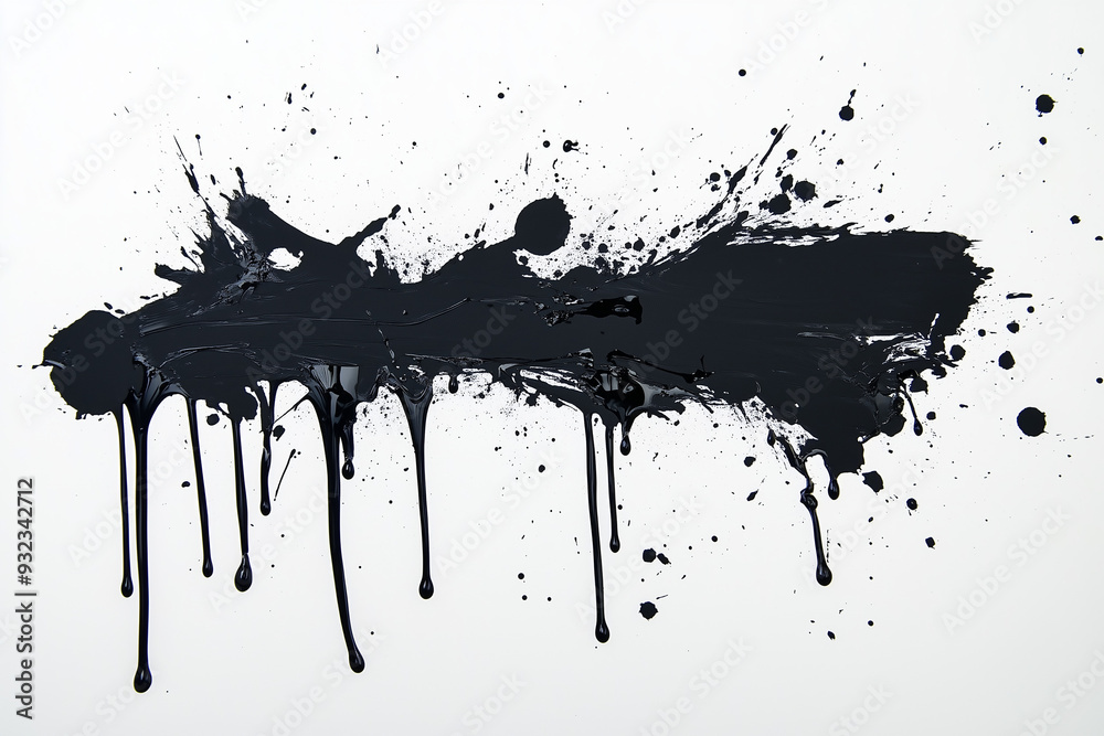 blank ink spread and splattered, top down view, drippy, on white, isolated with dripping blank ink spread and splattered, top down view, drippy, on white, isolated with dripping