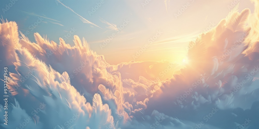 Revitalization of Radiant White Fluffy Clouds Surrounding the Ascending Sun - Symbolic High-Definition Visual Revitalization of Radiant White Fluffy Clouds Surrounding the Ascending Sun - Symbolic High-Definition Visual