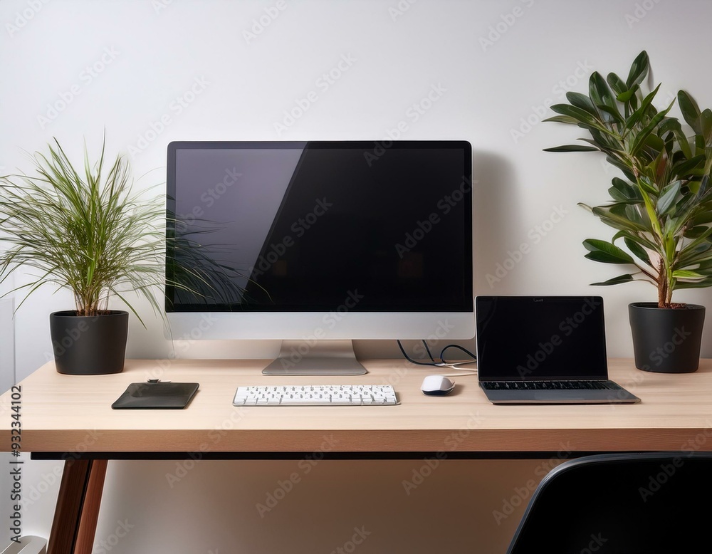 A minimalist desk setup with dual monitors, a wireless charging pad, and a potted plant, emp.jpg, A minimalist desk setup with dual monitors, a wireless charging pad, and a potted plant A minimalist desk setup with dual monitors, a wireless charging pad, and a potted plant, emp.jpg, A minimalist desk setup with dual monitors, a wireless charging pad, and a potted plant