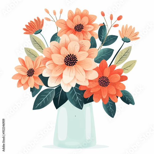 Vector Dahlia in vase simple and m