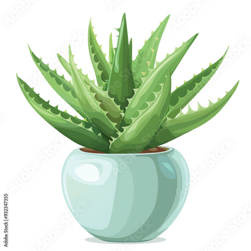 Vector Aloe Vera in vase simple an