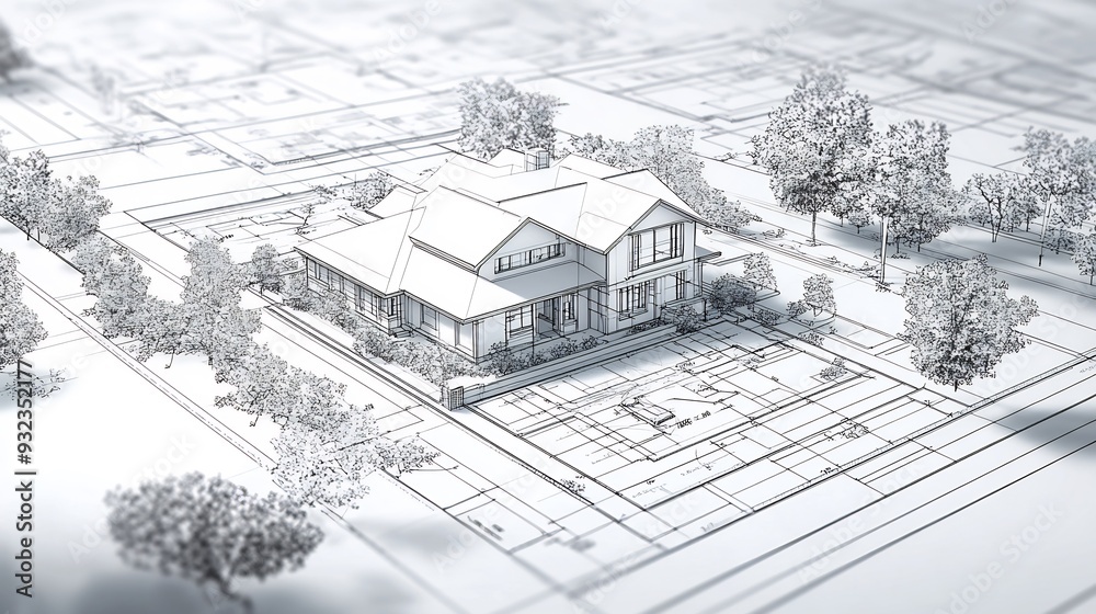Detailed blueprint for a construction project focusing on site layout material selection and zoning regulations with precise detailed annotations Detailed blueprint for a construction project focusing on site layout material selection and zoning regulations with precise detailed annotations