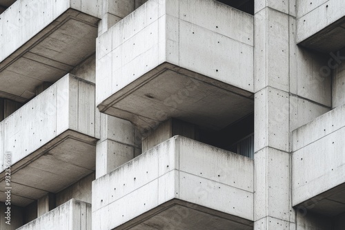 Brutalist architecture showcases bold geometric shapes with concrete facades, highlighting the unique design of this urban structure under natural daylight photo