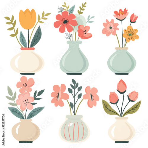 Vector Begonia in vase simple and