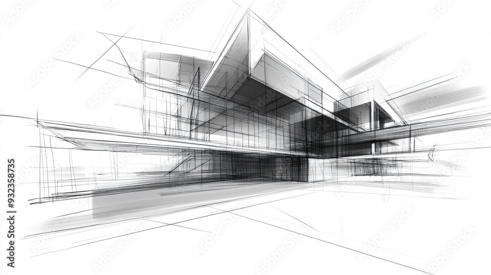 3D concept sketch of an architectural structure 3D concept sketch of an architectural structure
