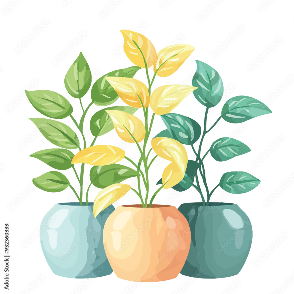 Obraz premium Vector Pothos in vase simple and m