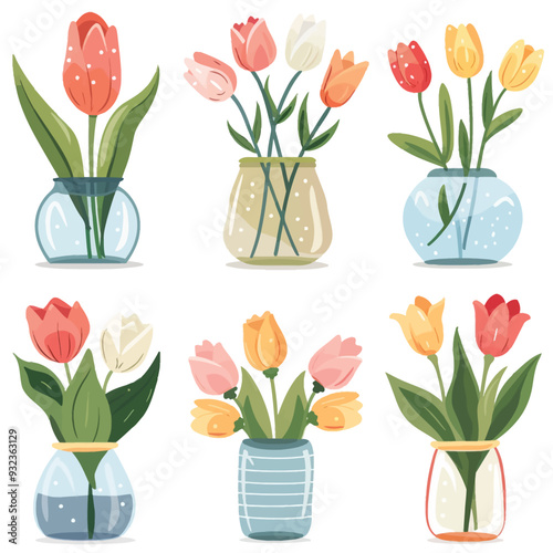 Vector Tulip in vase simple and mi