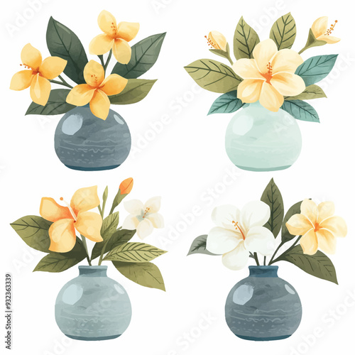 Vector Gardenia in vase simple and