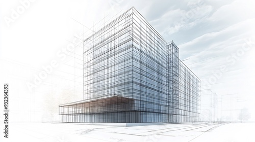 Detailed architectural blueprint for highrise building design focusing on structural integrity sustainability and aesthetic appeal with clear organized annotations