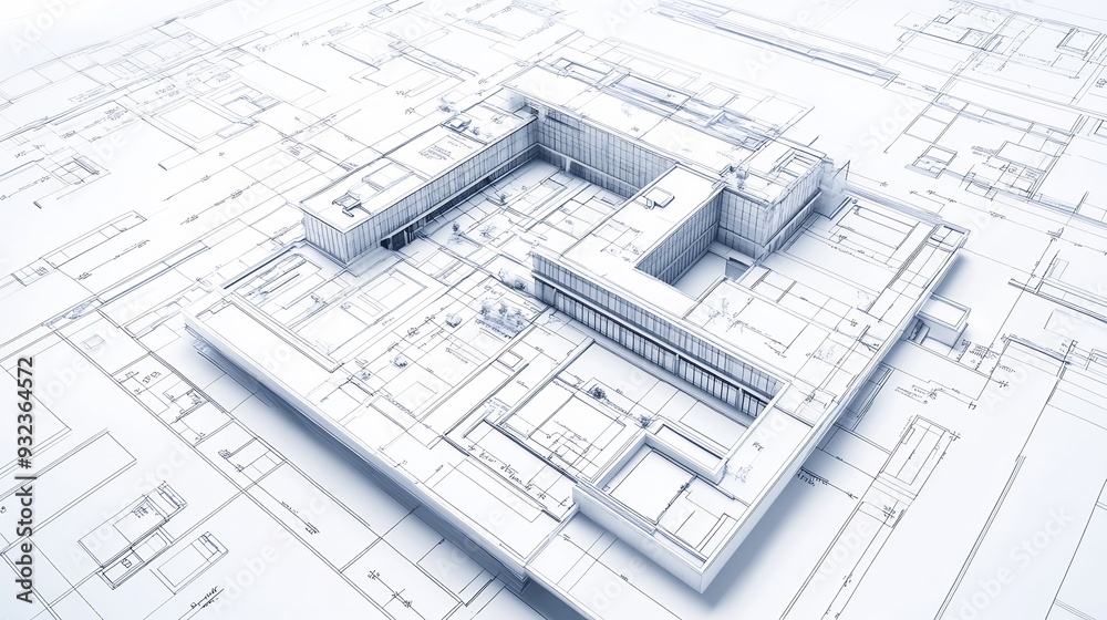 Detailed architectural blueprint for commercial building design focusing on functionality sustainability and aesthetic appeal with clear organized annotations Detailed architectural blueprint for commercial building design focusing on functionality sustainability and aesthetic appeal with clear organized annotations