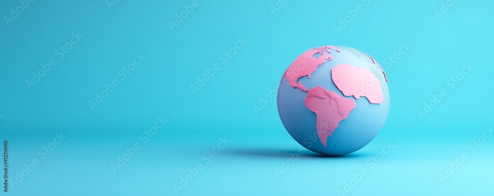 3d rendering of globe with pink continents 3d rendering of globe with pink continents