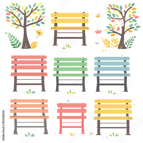 Vector Garden Bench simple and min