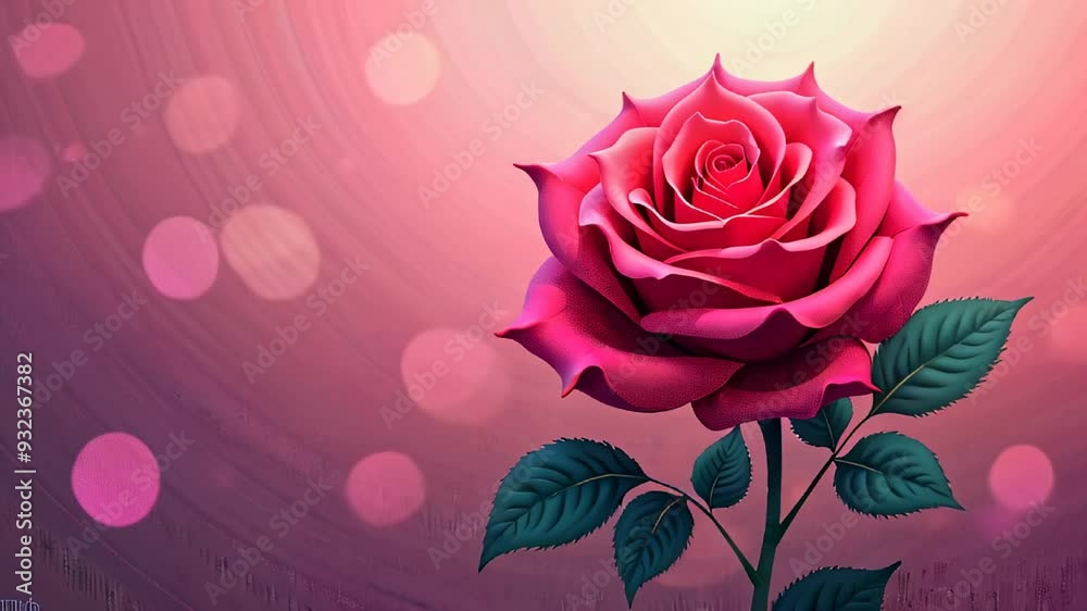 Single red rose on pink bokeh background, romantic and elegant concept Single red rose on pink bokeh background, romantic and elegant concept