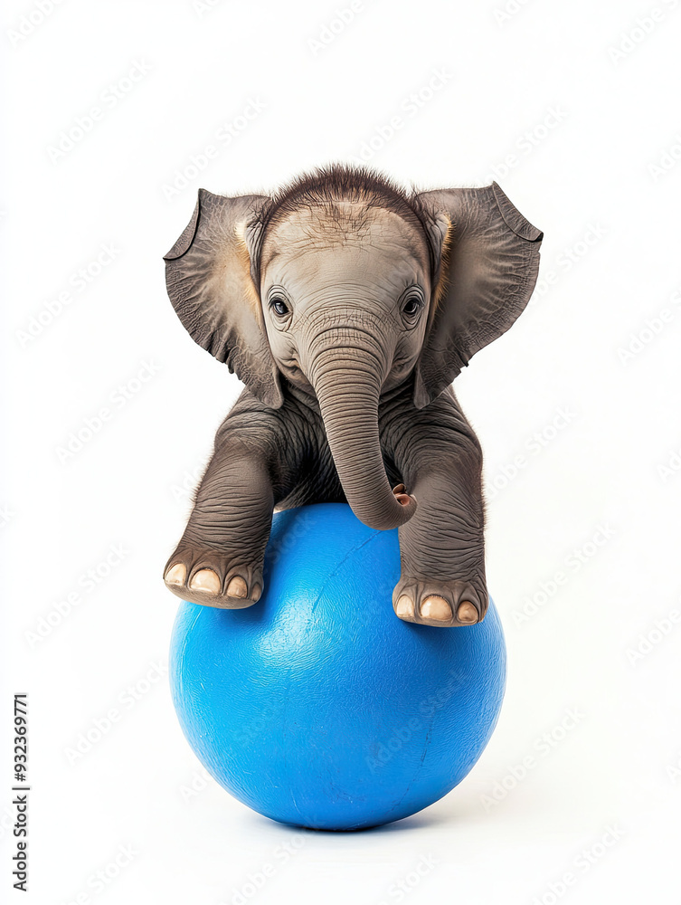 Adorable Baby Elephant Balancing on a Ball – Cute Baby Elephant Performing Circus Trick, Isolated on White Background, Perfect for Animal Lovers and Children's Art Adorable Baby Elephant Balancing on a Ball – Cute Baby Elephant Performing Circus Trick, Isolated on White Background, Perfect for Animal Lovers and Children's Art