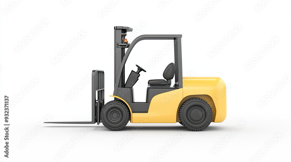Electric Forklift Isolated on White Background – Modern Battery-Powered Industrial Lift Truck with Forks and Operator Cabin, Ideal for Warehousing and Material Handling Electric Forklift Isolated on White Background – Modern Battery-Powered Industrial Lift Truck with Forks and Operator Cabin, Ideal for Warehousing and Material Handling