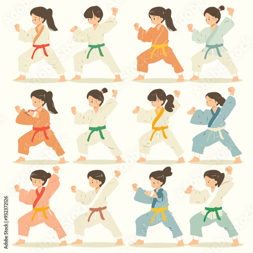 Vector Person is practicing karate