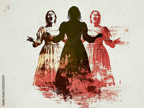 Spooky Illustration of Salem Witches