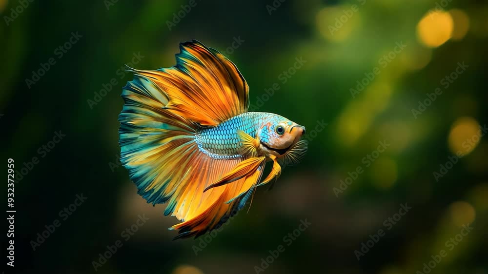 beautiful elegance orange green male Siamese Fighting Fish or Betta fish swimming in beautiful scenery aquarium decorated with aquatic plants beautiful elegance orange green male Siamese Fighting Fish or Betta fish swimming in beautiful scenery aquarium decorated with aquatic plants