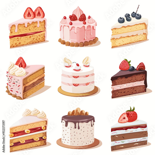 Vector Almond Cake simple and mini