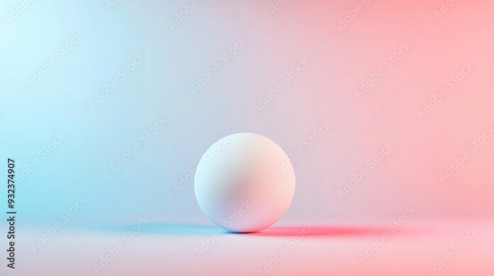 White sphere on gradient blue and pink White sphere on gradient blue and pink