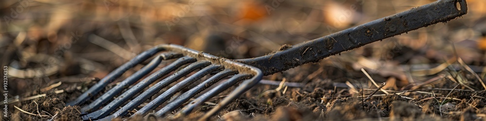 Metal Rake Tool Designed for Removing Dry Grass and Debris Featuring Claw-Shaped Iron Prongs and a Handle Slot Metal Rake Tool Designed for Removing Dry Grass and Debris Featuring Claw-Shaped Iron Prongs and a Handle Slot