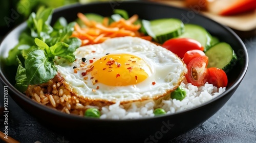 Fried egg w/ rice & veggies