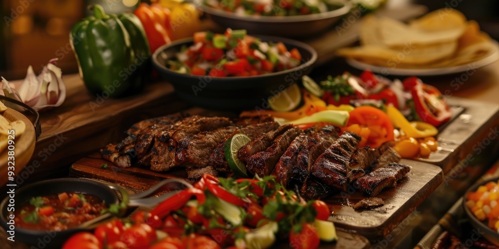 Vibrant Mexican Grill Spreads with Sizzling Meats Colorful Vegetables and Aromatic Spices An Exquisite Feast of Rich Flavors Perfect for Any Fiesta Vibrant Mexican Grill Spreads with Sizzling Meats Colorful Vegetables and Aromatic Spices An Exquisite Feast of Rich Flavors Perfect for Any Fiesta