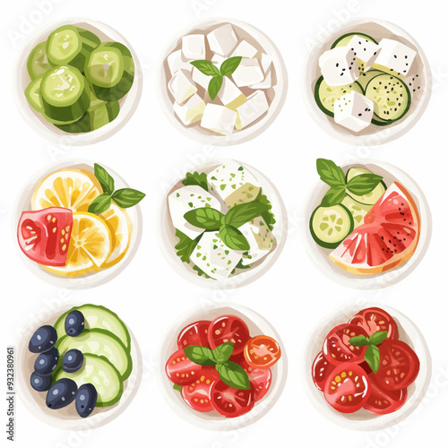 Vector Greek Salad simple and mini