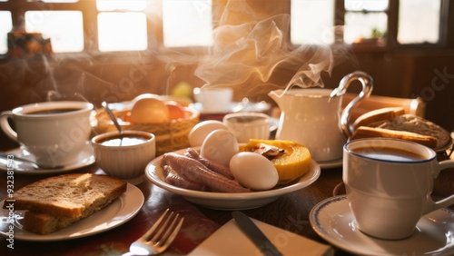 Wallpaper Mural A table with a plate of food and cups on it, AI Torontodigital.ca