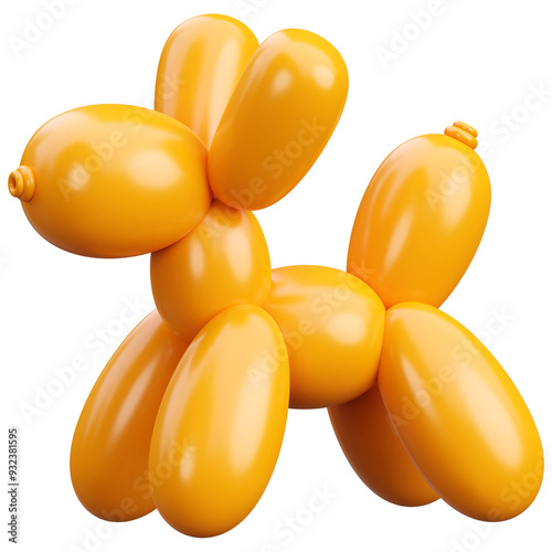 3d illustration yellow balloons dog