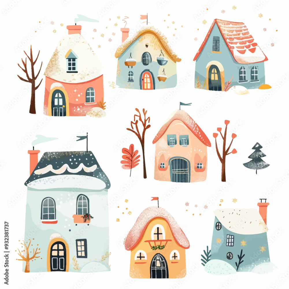 Obraz premium Vector Snow Covered Roof simple an