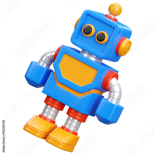 blue robot toys 3d illustration