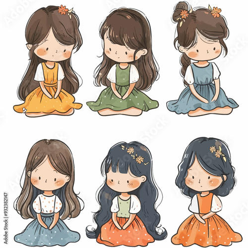 Vector Girl Looking simple and min