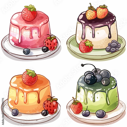 Vector Panna Cotta simple and mini