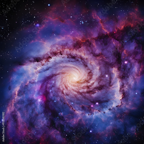 Vivid Celestial Portrait: Mesmerizing Colors of a Swirling Galaxy Amidst the Infinite Cosmos