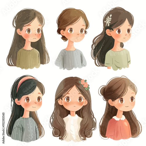 Vector Girl Looking simple and min