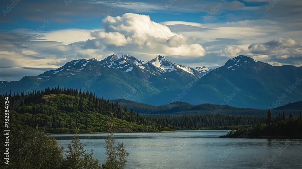 A Serene View of Snow-Capped Mountains and a Tranquil Lake A Serene View of Snow-Capped Mountains and a Tranquil Lake