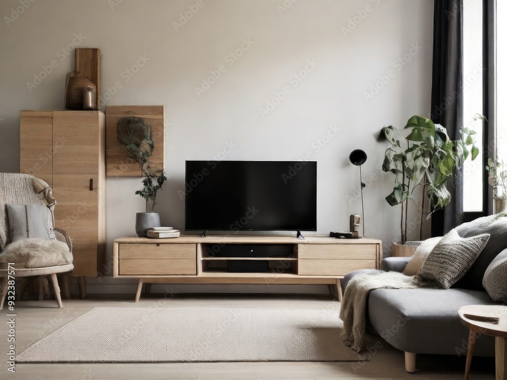 TV cabinet in a scandinavian decor living room