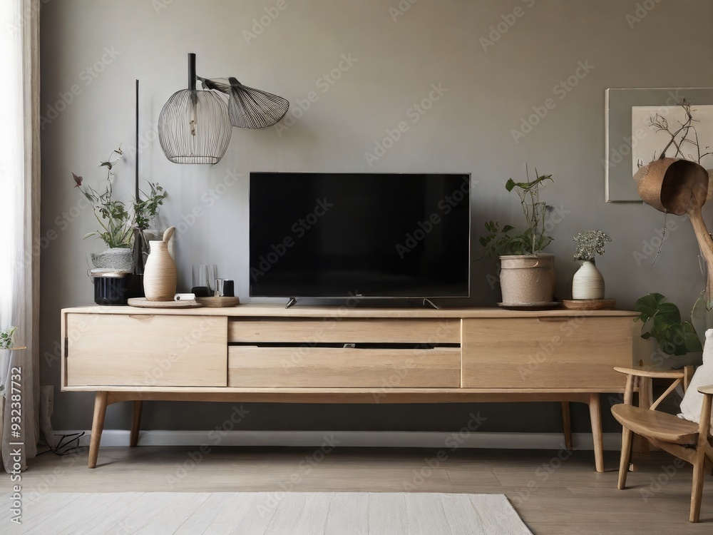 TV cabinet in a scandinavian decor living room TV cabinet in a scandinavian decor living room