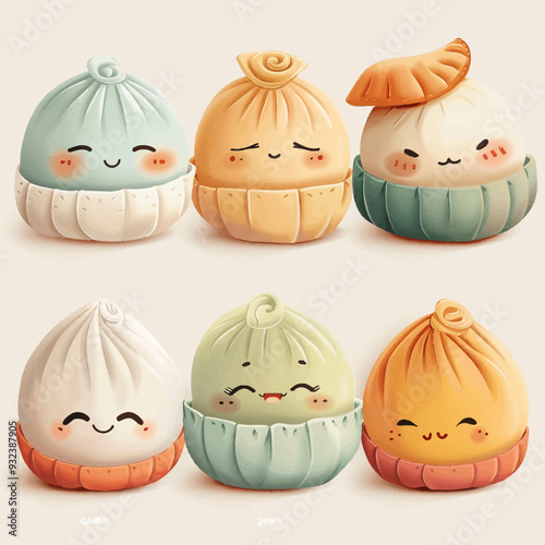Vector Jiaozi simple and minimalis