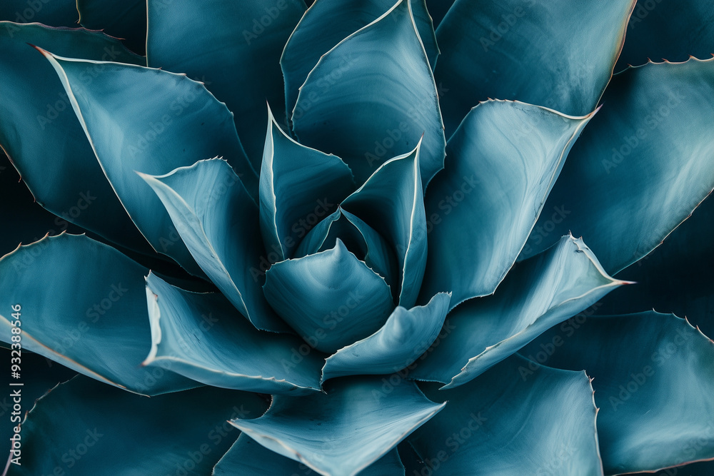 Obraz premium agave leaves in trendy blue colors for design backgrounds