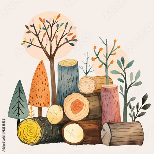 Vector Wood Pile simple and minima