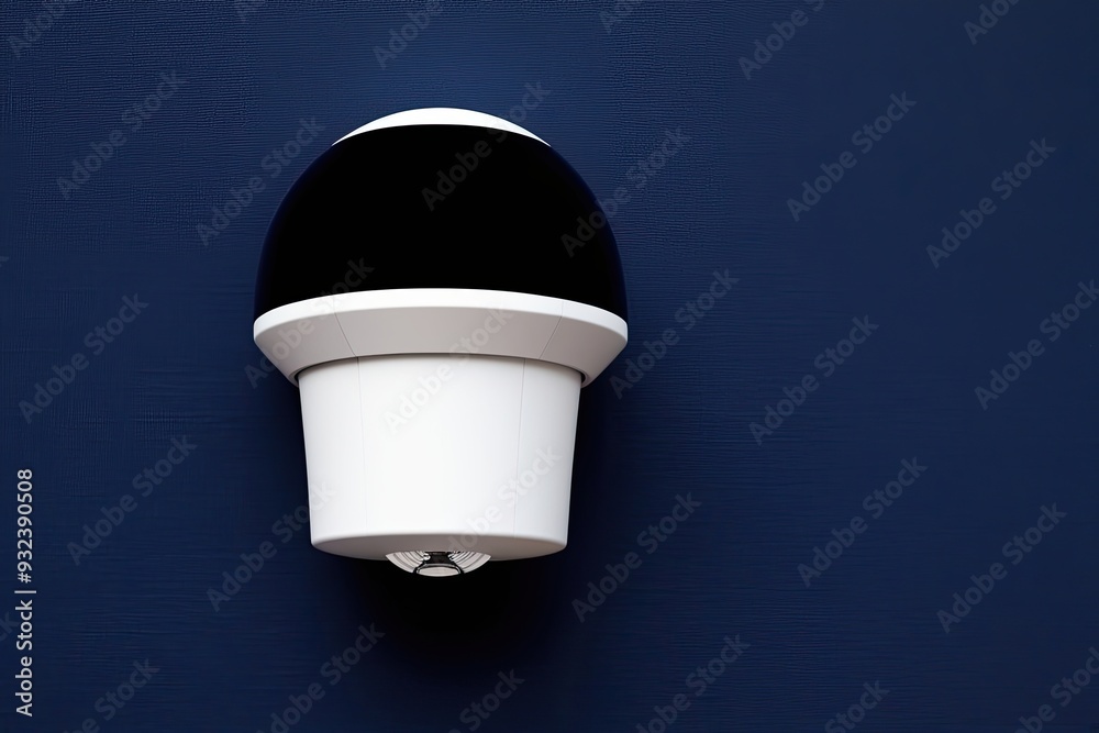 Futuristic Dome Security Camera on Navy Blue Background for Enhanced Monitoring Futuristic Dome Security Camera on Navy Blue Background for Enhanced Monitoring