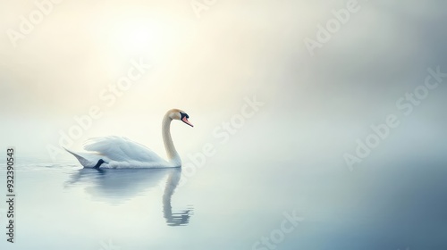 Graceful Swan on a Calm Lake at Sunrise