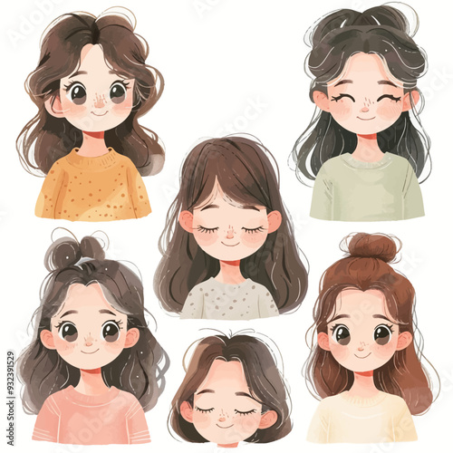 Vector Girl Feeling simple and min